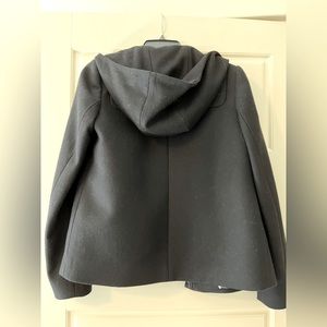 J Crew black short pea coat with hood